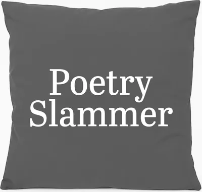 Produktbild von Huuraa Kissen Poetry Slammer Schriftzug 40x40cm mit Füllung Steel Grey Baumwolle Dekokissen Geschenkidee