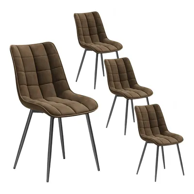 Produktbild von WOLTU Esszimmerstühle 4er-Set, Polsterstuhl mit Rückenlehne, bis 150 kg belastbar, Sitzfläche aus Samt, Metallbeine, Braun