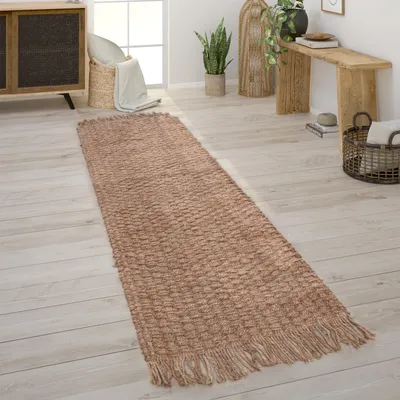 Produktbild von Teppich Wohnzimmer Naturfaser Jute Handgearbeitet Abstraktes Modernes Muster Grösse 60x100 cm