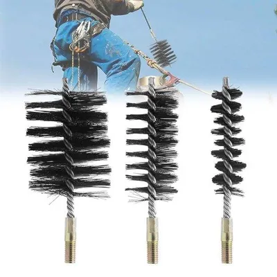 Produktbild von Kachelreinigungsbürste - 3 Stück - 30 50 80 mm - Heizkachelbürste - Schornsteinbürste - runde Kaminbürste - robuster Stahldraht - offene Kamine und Schornsteine