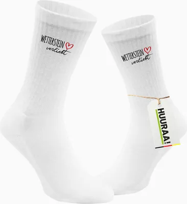 Produktbild von Huuraa Uni Socken Wetterstein verliebt 37/41 White Baumwolle Tennissocken Geschenkidee