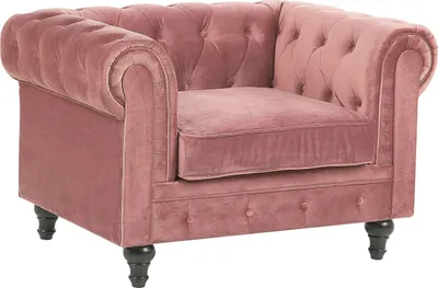 Produktbild von BELIANI Sessel Rosa Samtstoff Eichenholz Chesterfield-Stil Wohnzimmer Salon