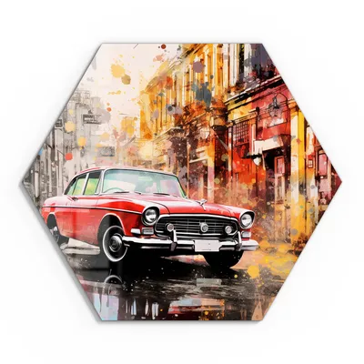 Produktbild von DEQOART Glasbild Echtglas 55x48 cm 'Roter Klassiker' Wandbild Bild modern Deko