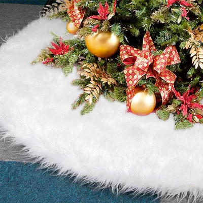Produktbild von Baumdecke Unterlage Decke Tannenbaum Christbaumdecke Ø 78 cm, weiß - Weihnachtsbaumdecke Unterlage für Tannenbaum, Weihnachtsbaum