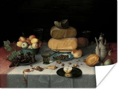 Produktbild von MuchoWow® Poster Stilleben mit Käse - Kunstwerk - Alte Meister 120x90 cm - Wandbild