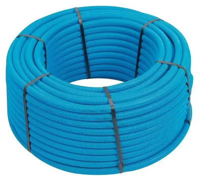 Produktbild von Rohrverbinder Rixc Henco 16-2, blaue Ummantelung. Mehrschichtiges Rohr mit Ummantelung für Sanitär- und Heizungsinstallationen. - Henco