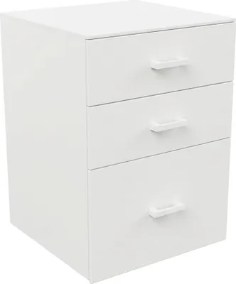 Image de Lyra - Commode pour imprimante 3 tiroirs, meuble de bureau sur roulettes en MDF blanc