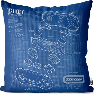 Produktbild von VOID SNES Controller Blaupause Kissenbezug Kissenhülle Outdoor Indoor 16-Bit Videospiel