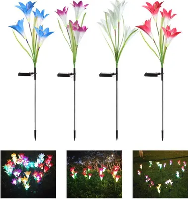 Produktbild von LED Solarleuchte LED Solar Blume, IP55 Wasserdichtes Buntes Licht 4er Pack Garten