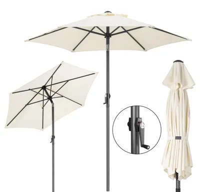Zdjęcie produktu dla Składany parasol ogrodowy balkonowy regulowany 200 cm beżowy 50UV Bauerkraft