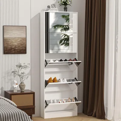 Produktbild von Schuhschrank - Schuhregal - Schuhaufbewahrung - Schuhmöbel - Schuhregal (hohes Modell) - Schlankes Design