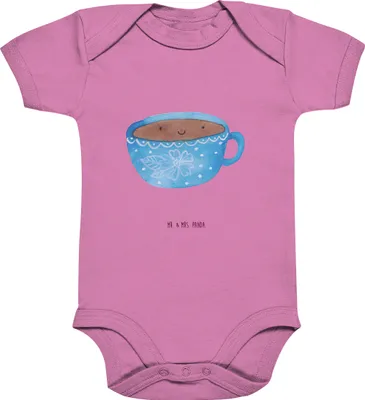 Produktbild von Mr. & Mrs. Panda Babystrampler Kaffee Tasse 1. - 3. Monat - Bubble Gum Pink - Geschenk, babykleidung body, Strampler, Liebe, overall baby, Einteiler, Glücklich, Genuss