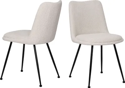 Produktbild von SIT Möbel Stuhl 2er-Set | Bezug Bouclé-Stoff weiß | Stuhlbeine Metall schwarz | B 58,5 x T 46 x H 83 cm | 04779-10 | Serie SIT&CHAIRS