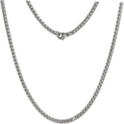 Produktbild von Amello Ankerkette Edelstahl Damen Coin Kette Halsschmuck 80cm silber ESC102J