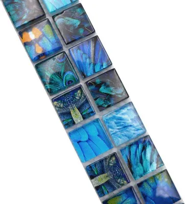Produktbild von Bordüre Borde Mosaik blau glänzend Wildelifeoptik Mosaikfliese Küchenwand Fliesenspiegel Bad Duschwand MOS68BOR-WL74_f
