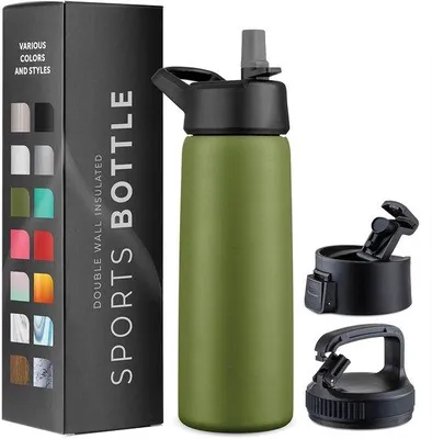 Obrázek produktu pro Izolovaná láhev z nerezové oceli, 750 ml, zelená, na sport a cestování