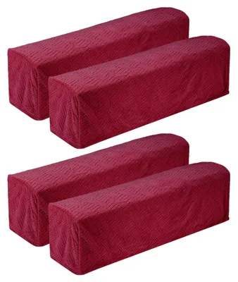 Produktbild von Set aus 4 Stretch Armlehnenbezügen 90x20x25cm für Sofa & Stuhl - Weinrot
