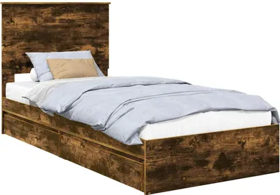 Produktbild von vidaXL Aufbewahrungsbett Geräucherte Eiche 100 x 200 cm Holzwerkstoff