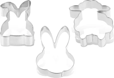 Produktbild von Dr. Oetker Ausstecher-Set Goldiges Ostern, Keks- und Plätzchenformen groß, Verschiedene Tiermotive, Schaf, Hase und Hasenkopf, für Leckereien zum Osterfest, (Farbe: Silber), Menge: 1 x 3er Set