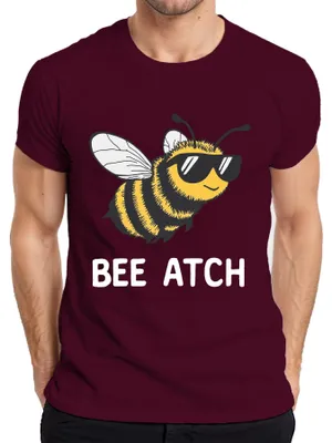 Produktbild von BEE ATCH coole Biene mit Sonnenbrille lustig Humor Geschenk Retro Herren T-Shirt, Burgundy, S