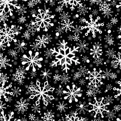 Produktbild von 20 Servietten Christmas Snowflakes black - Weiße Schneeflocken auf schwarz 33x33cm