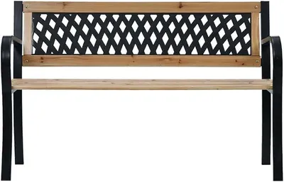 Imagen del producto de Banco de jardín de 120 cm, fabricado en madera maciza, con respaldo