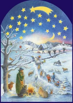 Produktbild von Adventskalender Winterszene mit 47 Türchen und Suchmechanismus: Sterne öffnen