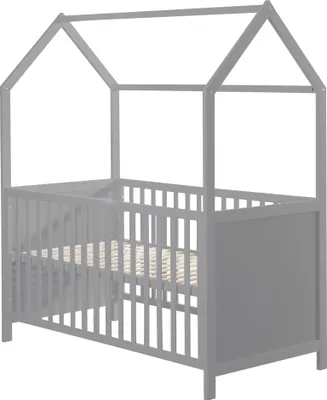 Produktbild von roba Hausbett 70 x 140 cm, Kombi-Kinderbett in Hausoptik, taupe, 3-fach verstellbar, umbaubar zum Juniorbett