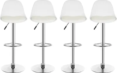 Produktbild von 4er Barhocker Barstuhl  höhenverstellbar 360° drehbar PU,Weiß
