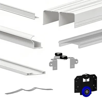 Zdjęcie produktu dla System przesuwny SLID'UP 280, zestaw do 3 drzwi 18 mm, prowadnica 3000 mm, biały