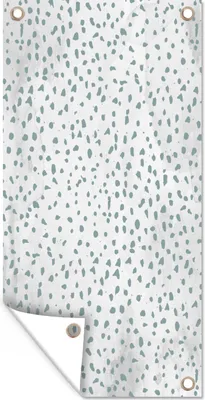 Produktbild von MuchoWow® 40x80 cm Outdoor-Poster Gartendeko Sichtschutz Garten Poster für den Garten  Polka dots - Marmor - Weiß