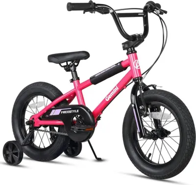 Produktbild von AVASTA 12 Zoll Kinderfahrrad PINK, BMX Style, mit Stabilisatoren & Kickstand, ideal für 1-8 Jahre alte Kinder.