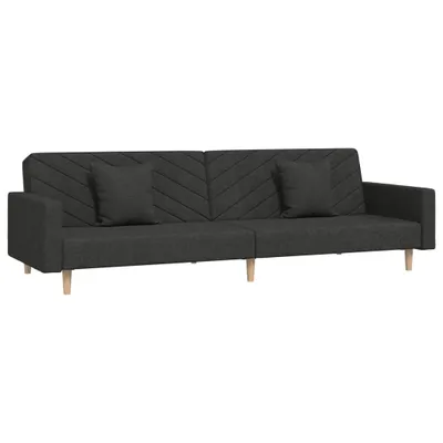 Produktbild von vidaXL Schlafsofa 2-Sitzer mit 2 Kissen Schwarz Stoff