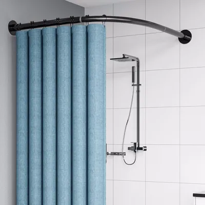 Obrázok produktu pre Tyč na sprchový záves L-tvar 70-95 cm, nerezová oceľ, nastaviteľná, do rohu