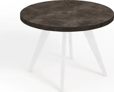 Productafbeelding van Uittrekbare eettafel van rundhout, model LORA, in industriële (loft) stijl, Scandinavisch design, diameter: 90 / 140 cm, kleur: donkergrijs / wit