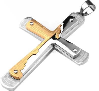 Produktbild von Edelstahl Anhänger aus 316L Kreuz Gold/Silber XXL