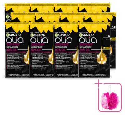 Productafbeelding van 12 x Garnier Olia 1 - Permanente haarverf - Zwart - Zonder ammonia - Voordeelpakket - 12 stuks