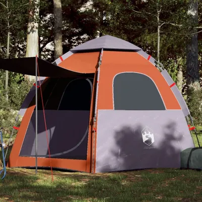 Produktbild von "2026 Promotion" Campingzelt 4 Personen, Familienzelt UV-Schutz, Grau und Orange Quick Release - Campingzelte CC23133