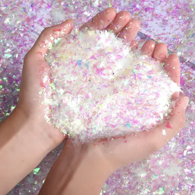 Künstliche Schneeflocken 960 g, Regenbogen-Glitzer, Weihnachtsdeko