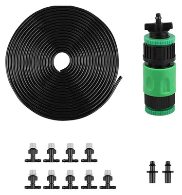 Productafbeelding van Druppelsysteemset met 10 meter slang en 9 sproeiers voor tuinirrigatie
