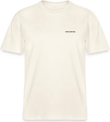 Produktbild von Spreadshirt I don't work here Statement Stick Y2K Relaxed Fit Uni T-Shirt, M, Naturweiß