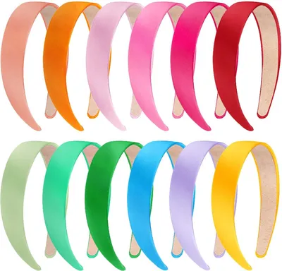 Immagine prodotto di Fasce per capelli in raso 12 pezzi, fascia colorata antiscivolo