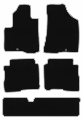 Produktbild von Velours-Fußmatten für Hyundai SantaFe II 2006-2012 (7-Sitzer) – 4-tlg, Schwarz/Silber, passgenau – Wielganizator CARLUX