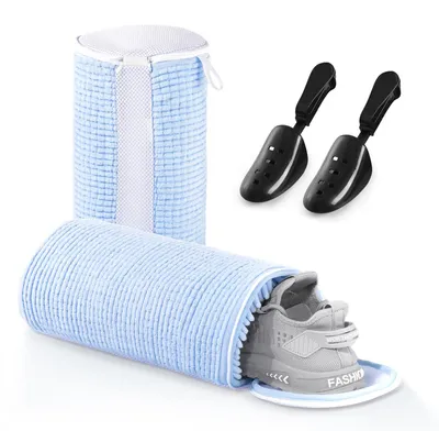 Schuhwaschbeutel 2er-Set mit Schuhspannern, blau