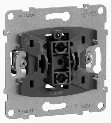 Image de Legrand SEANO, bouton-poussoir à contact inverseur, avec borne N, 10 A, bornes enfichables, 1 pièce.