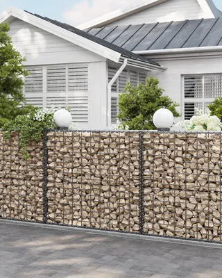 Obrázek produktu pro SONGMICS drátěný koš gabion, 100 x 90 x 30 cm, kovový koš na kameny, sada 1 ks
