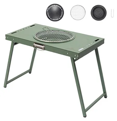 Zdjęcie produktu dla Stół HotPot na kemping, piknik, do domu, na podwórko, wielofunkcyjny, składany stół do grilla na węgiel drzewny, metalowy stół, przenośny stół do parzenia herbaty
