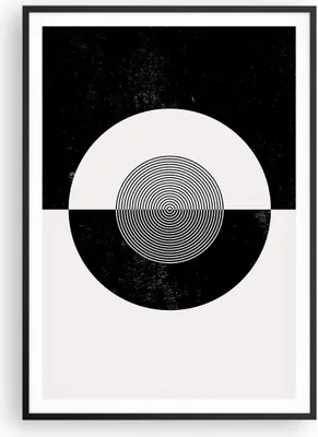 Produktbild von Gerahmtes Poster - Schwarzer Rahmen - Abstraktion Rad Schwarz und Weiß - 70x100 cm - Wand Bild - Wanddeko - Wandbilder - Wandposter - Bilderrahmen - Bilder - Kunstdruck - Wandbild - P2BPA70x100-4316