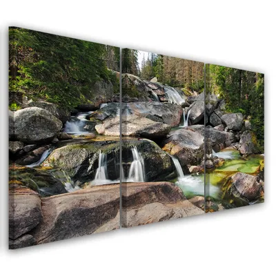 Produktbild von Triptychon auf leinwand graue landschaften 90x60 cm Feeby grau wandbild bereit zum aufhängen