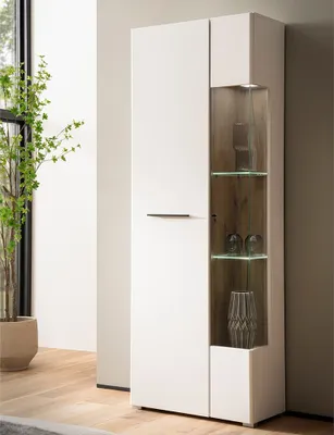 Produktbild von Vitrine inkl. Beleuchtung weiß mit Eiche SUTTON-61